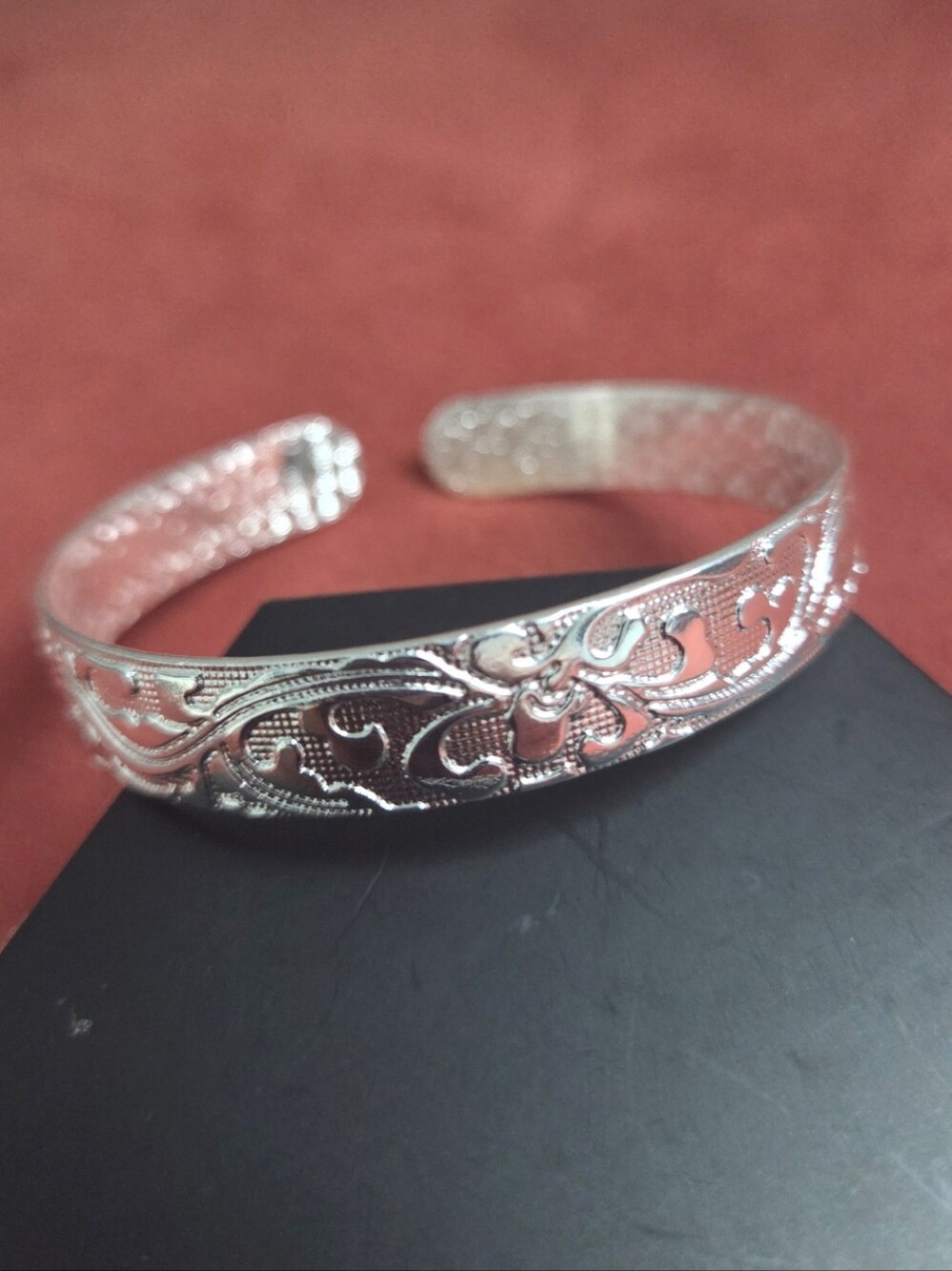 Bangle 925 Sterling Silver Plated Cuff Adjustable Open Bracelet Jewelry Gift